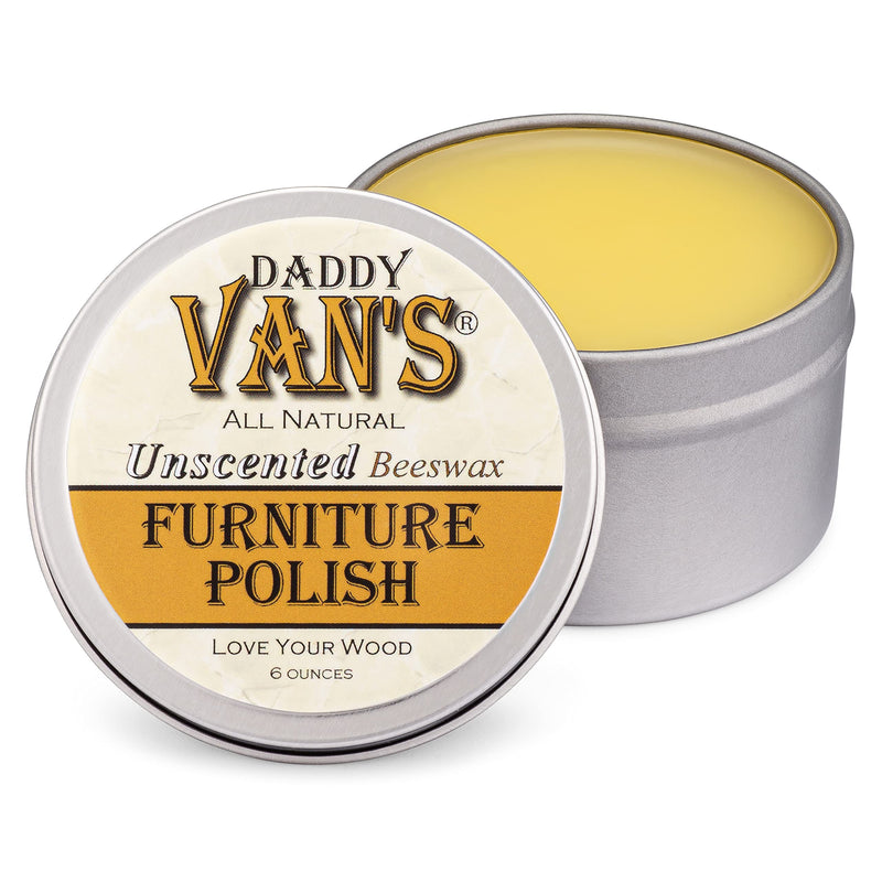 Daddy Van's All Natural Unscented Beeswax Furniture Polish - Food Safe Wood Conditioning Salve Nourishes and Protects Furniture, Cabinets, Antiques and Butcher Block Clear