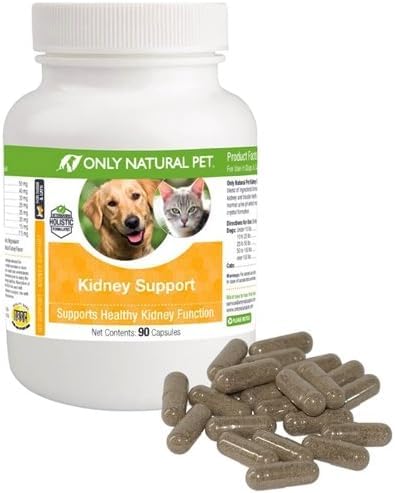 ONLY NATURAL PET Kidney Support Supplement | Supports Urinary Tract & Bladder Health w/Cranberry Extract | Incontinence Prevention (Capsules May be Opened and Contents Mixed w/Food) - 90 Capsules - PawsPlanet Australia