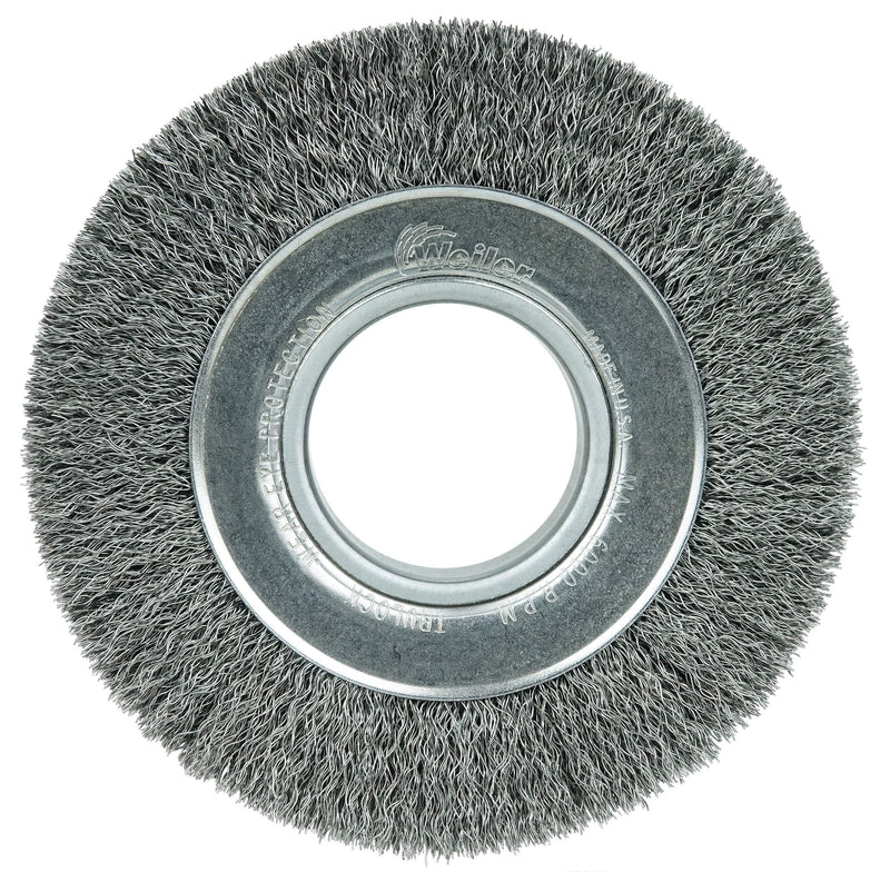 Weiler 06080 6" Medium Face Crimped Wire Wheel, .014" Steel Fill, 2" Arbor Hole, Made in the USA 0.014 Wire Size