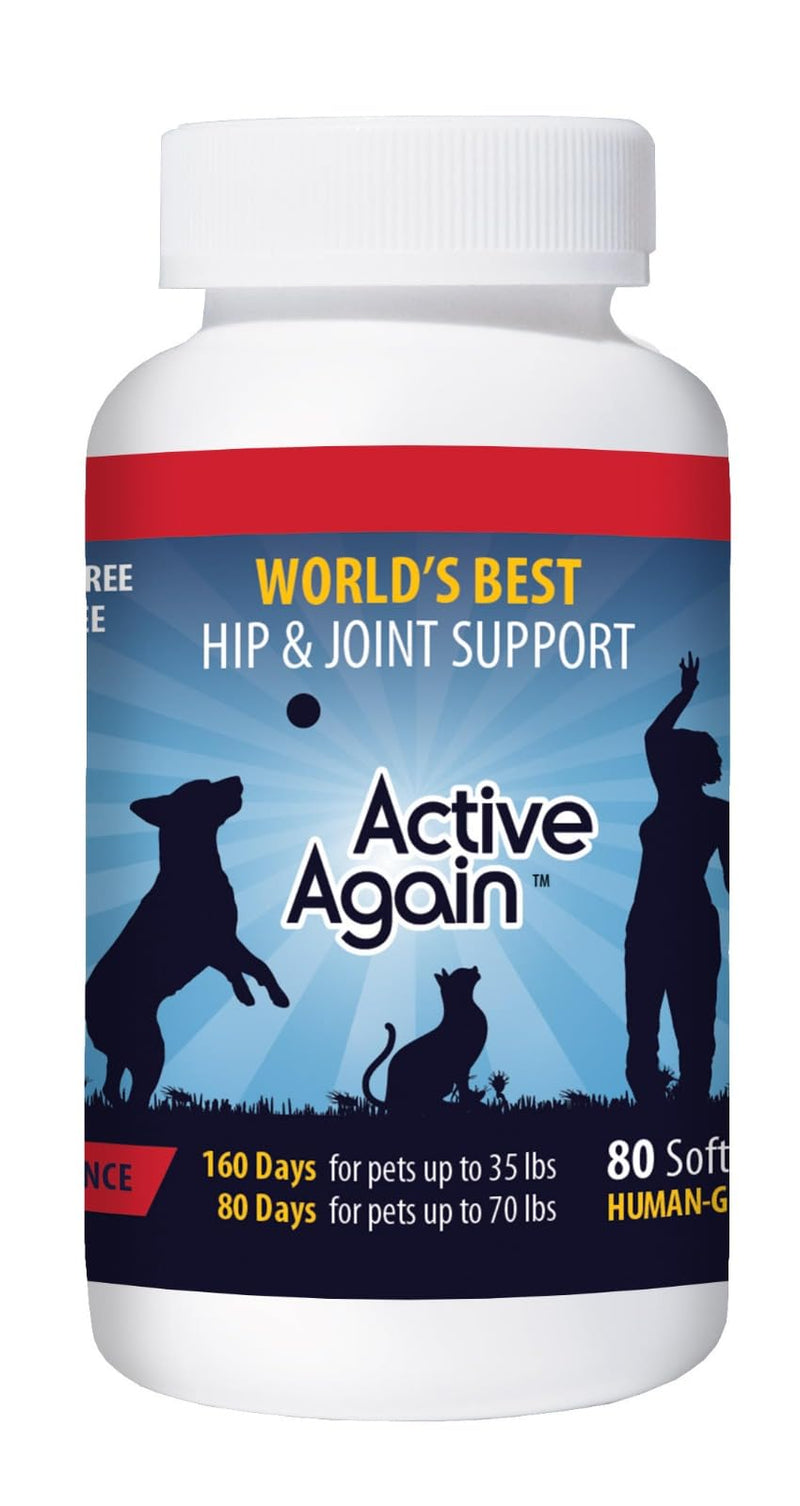 Active Again Hip and Joint Support Supplement for Dogs - Advanced Joint Supplement, Natural Formula, Arthritis Relief & Long-Term Joint Health & Mobility Supplement, 80 Capsules 80 caps - PawsPlanet Australia