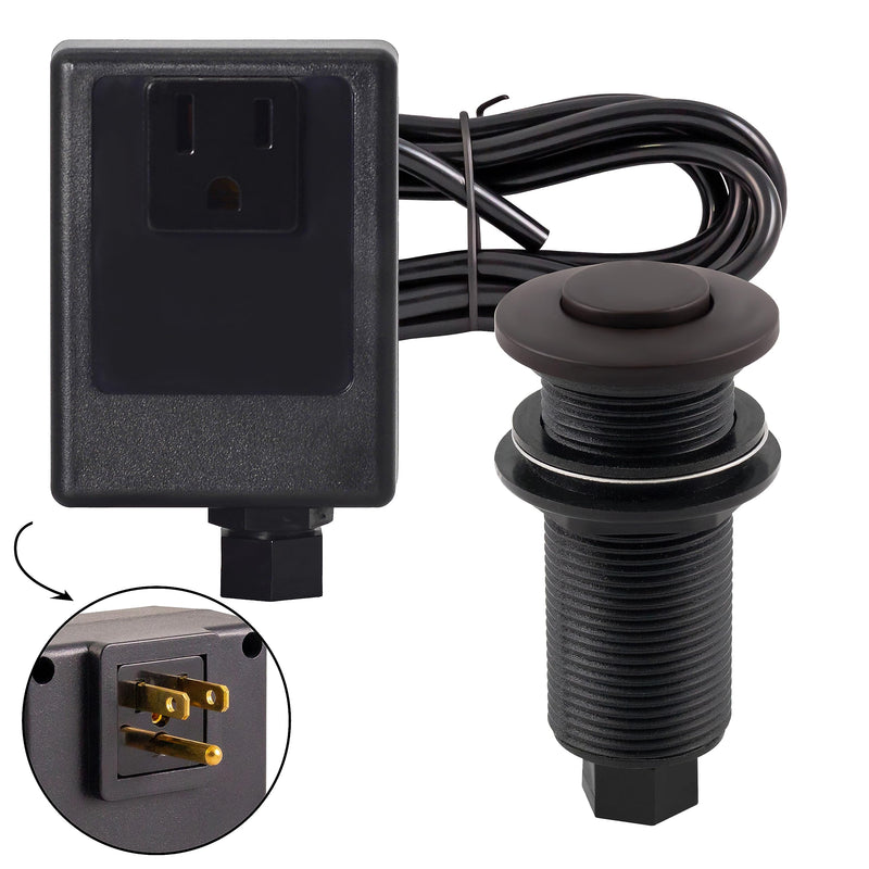 Westbrass ASB-12 Sink Top Waste Disposal Air Switch and Single Outlet Control Box, Flush Button, Oil Rubbed Bronze 1 Pack