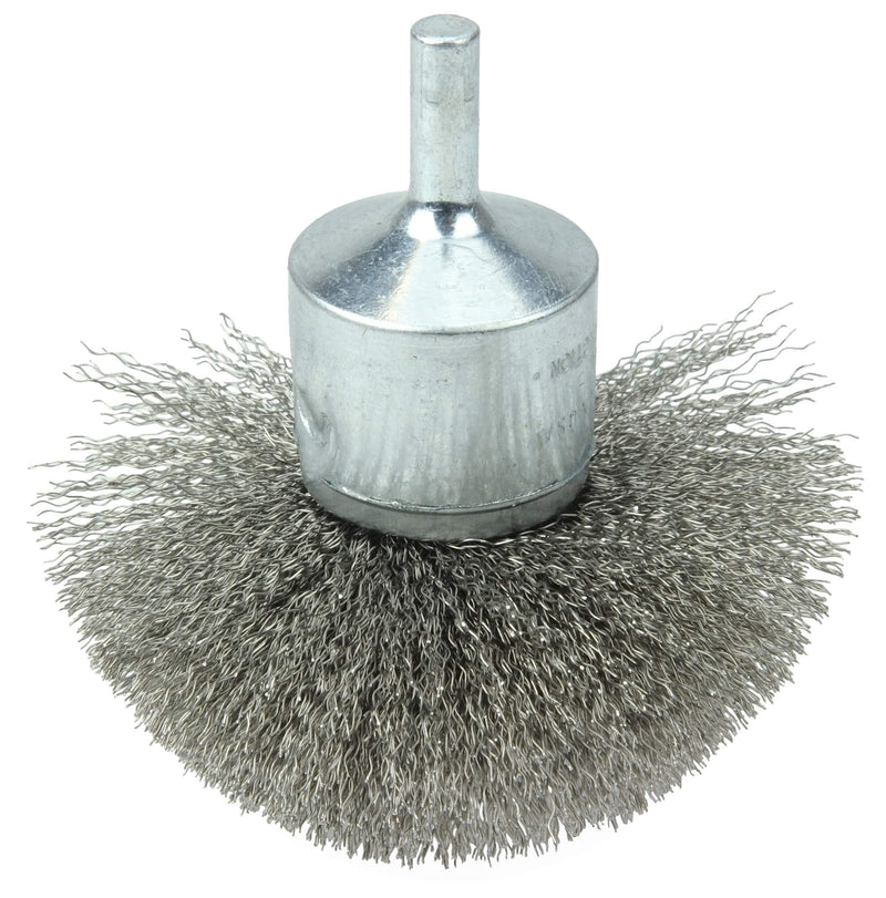 Weiler 10050 3" Circular Flared Crimped Wire End Brush, .008" Stainless Steel Fill, Made in the USA 0.008 Wire Size