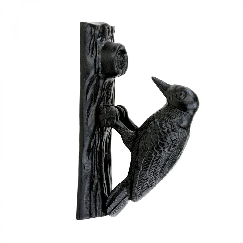 Renovators Supply Manufacturing Door Knockers for Front Door 6.5 in. Black Cast Iron Woodpecker Shaped Door Knocker with Mounting Hardware