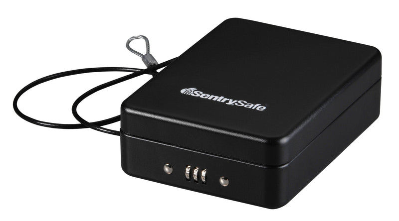SentrySafe Small Safe, Black Lock Box with Combination Lock for Office or Dorm Secures Money, Passport, Jewelry, 0.05 Cubic Feet, Exterior: 2.6 in. H x 5.9 in. W x 8.0 in. D, ‎P005C Combo Lock
