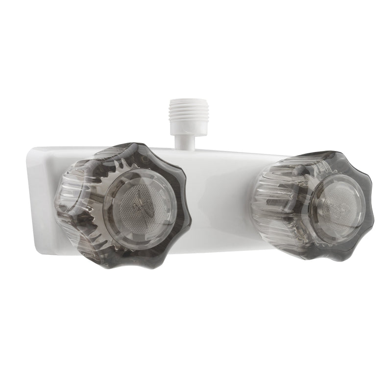 Dura Faucet DF-SA100S-WT RV/Motorhome/Trailer Shower Faucet Valve Diverter with Smoked Acrylic Knobs (White) White