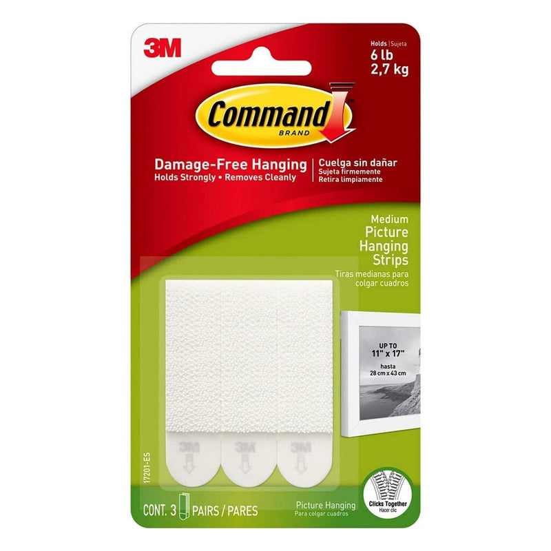 3M Command Adhesive Strip Picture Hanging, Pack of 1, White,CAD17201ES 1 Count (Pack of 1)