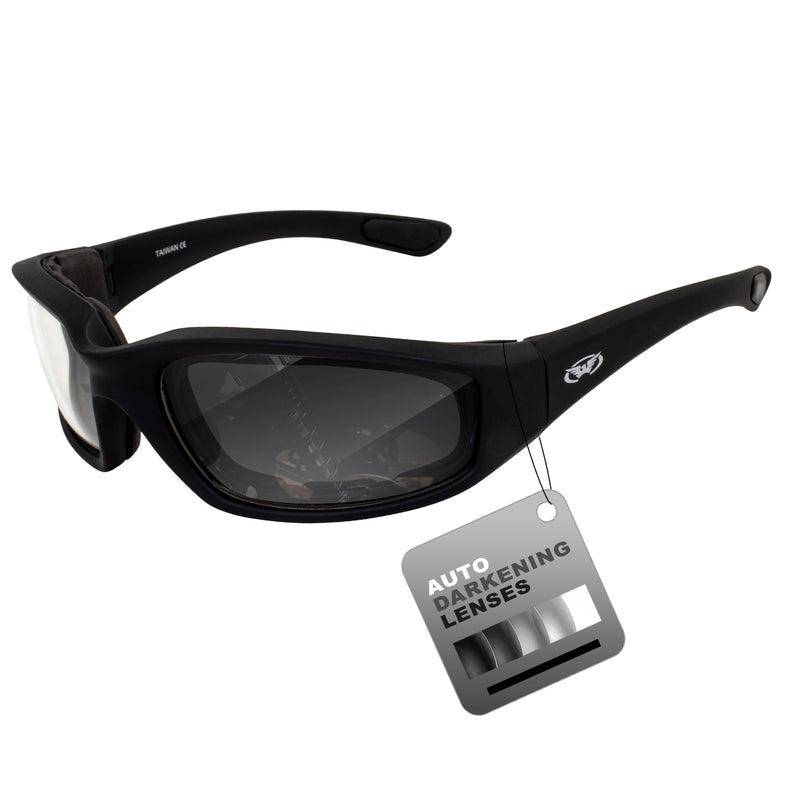 Global Vision Eyewear Men's Kickback 24 Sunglasses with Photochromic Color Changing Lenses Clear + Smoke