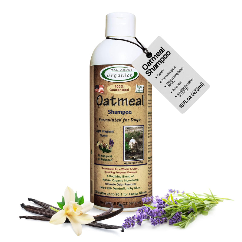 Oatmeal Dog Shampoo for Itchy Skin - Gentle, pH-Balanced with Calming Vanilla & Lavender - Ideal for Dry, Flaky & Sensitive Coats - Mild Formula for Comfort - 16 oz Made in USA 16 Ounces - PawsPlanet Australia