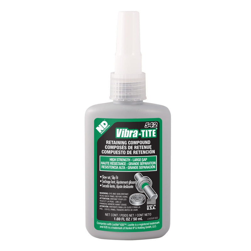Vibra-TITE - 54250 542 High Strength Large Gap Anaerobic Retaining Compound, 50 ml Bottle, Green 50 milliliters