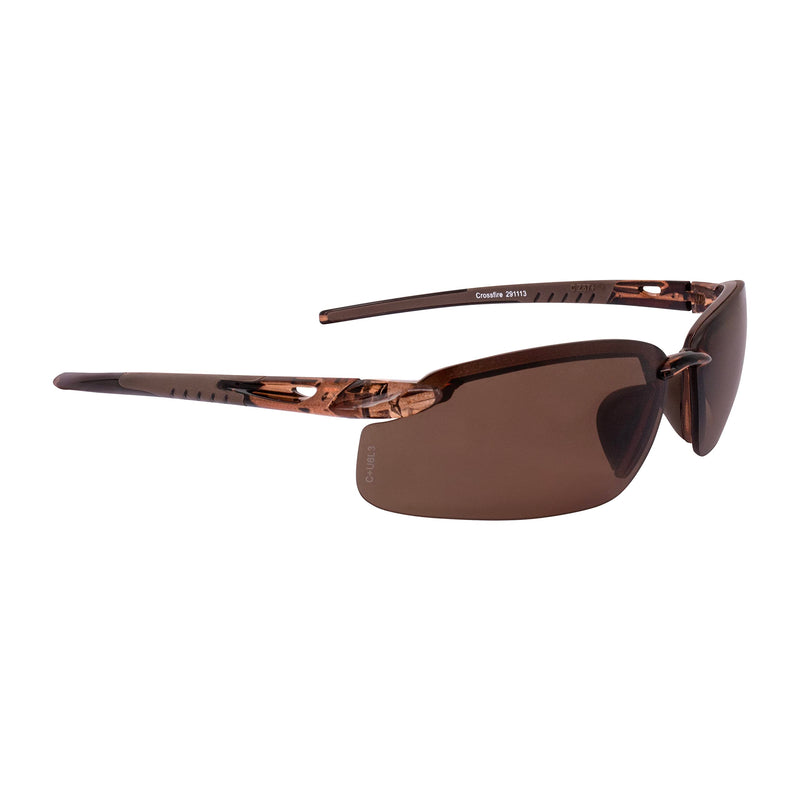 Crossfire ES5 Premium Safety Eyewear, Ultralight Frame and Adjustable Nosepiece Polarized Brown Lens One Size Safety Glasses