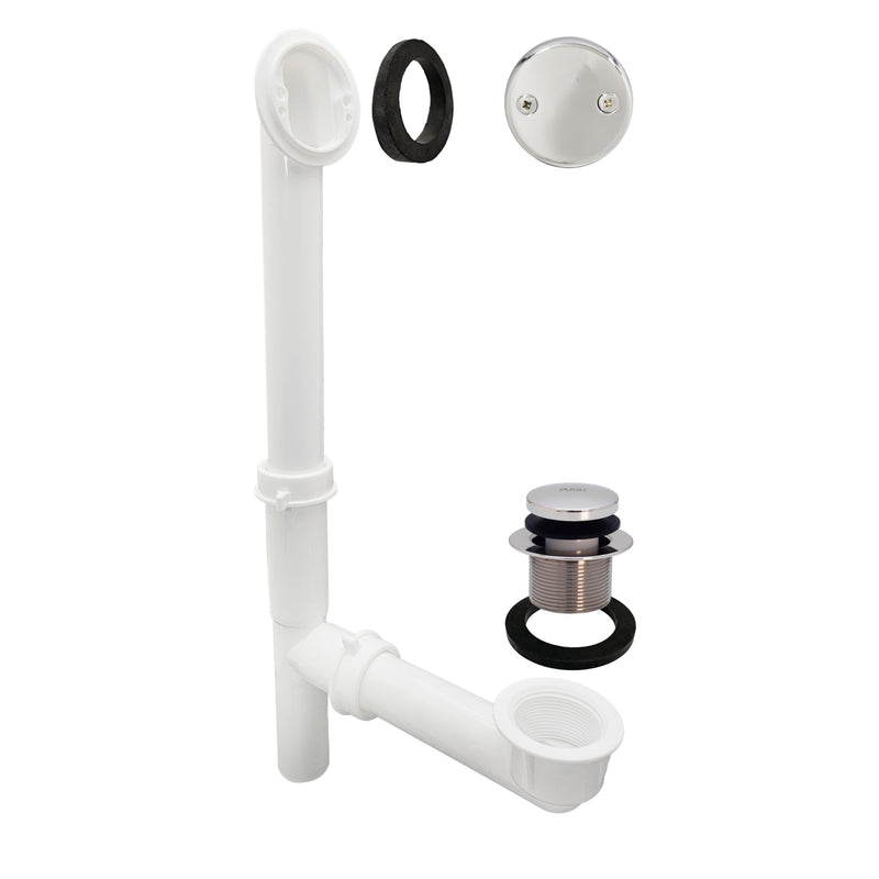 Westbrass Y593244CP White Tubular Tip-Toe Bath Waste and Overflow Assembly, Polished Chrome 1 Pack