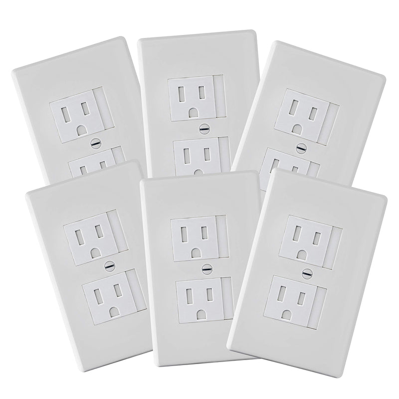6-Pack Safety Innovations Self-Closing Outlet Covers (For Center Screw Outlets Only) - Measures 3"Wide x 4.75"High-An Alternative To Wall Socket Plugs for Child Proofing Outlets, (1-Screw), (White)