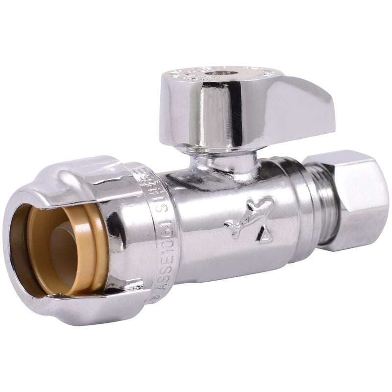 SharkBite 1/2 x 3/8 Inch Compression Straight Stop Valve, Quarter Turn, Push to Connect Brass Plumbing Fitting, PEX Pipe, Copper, CPVC, PE-RT, HDPE, 23037-0000LF 1/2 in. x 3/8 in.