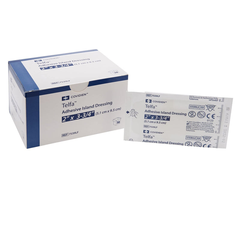 7539Lf Telfa Island Wound Dressing, Latex Free, Sterile Gauze 2 X 3-3/4", Adherent 50per Box. 7539Lf by 50 Count (Pack of 1)