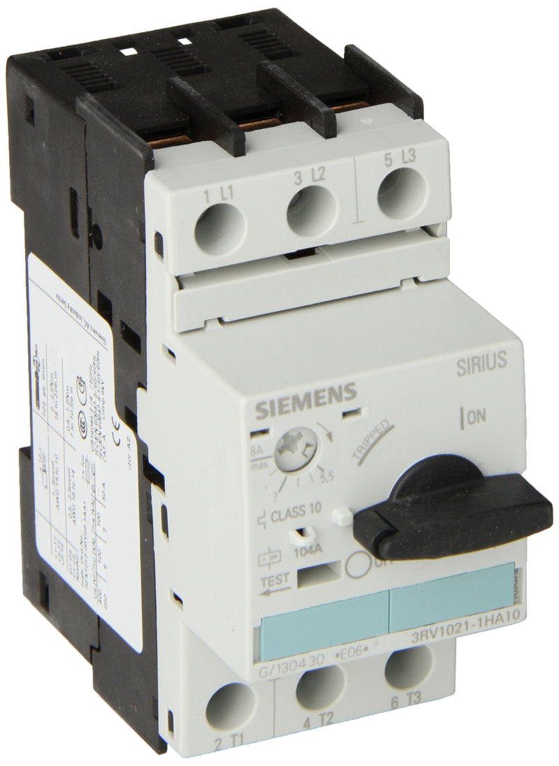 Siemens 3RV1021-1HA10 Manual Starter and Enclosure, Open Type, 5.5-8 FLA Adjustment Range