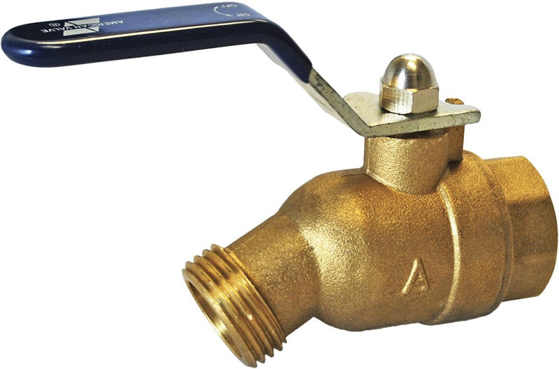 American Valve M76QT 3/4" Quarter Turn Hose Bibb FIP, 2 port, 3/4-Inch, Brass 3/4 Inch
