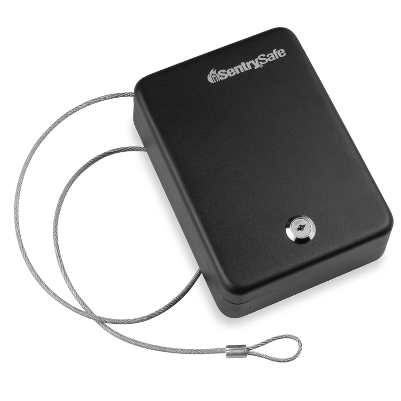 SentrySafe Mini Safe is a Lock Box with Key Lock for Office or Dorm that Secures Money, Passports, or Other Small Valuables, Exterior: 2.6 H x 5.9 W x 8.0 inches, P005K Black