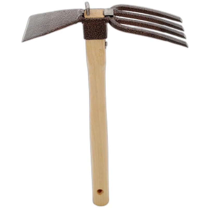 Zenport J607 Hoe/Fork Combo, 3.25-Inch Carbon Steel Blade Head and 4-Prong Fork, 1 Count (Pack of 1), Natural