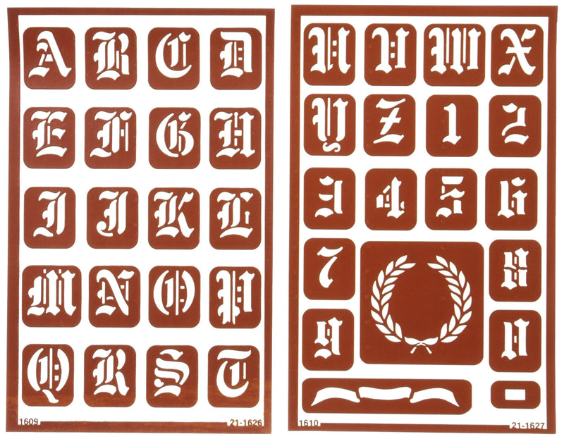 Armour Etch Over N Over Stencil, 1-Inch High Alphabet, 2 Pages