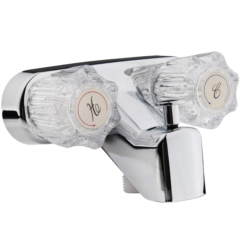 Dura Faucet DF-SA110A-CP RV Tub and Shower Faucet Valve Diverter with Crystal Acrylic Knobs (Chrome) Chrome Polished