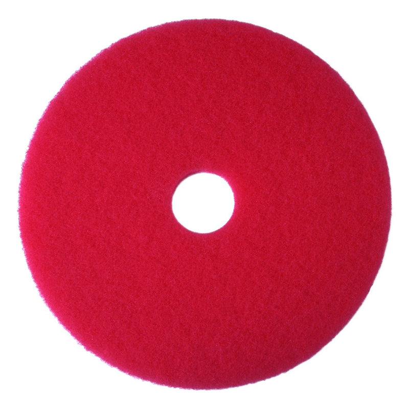 3M Buffer Floor Pad 5100, Red, 12", Removes Soil, Scratches, Scuff Marks, and Black Shoe Heel Marks