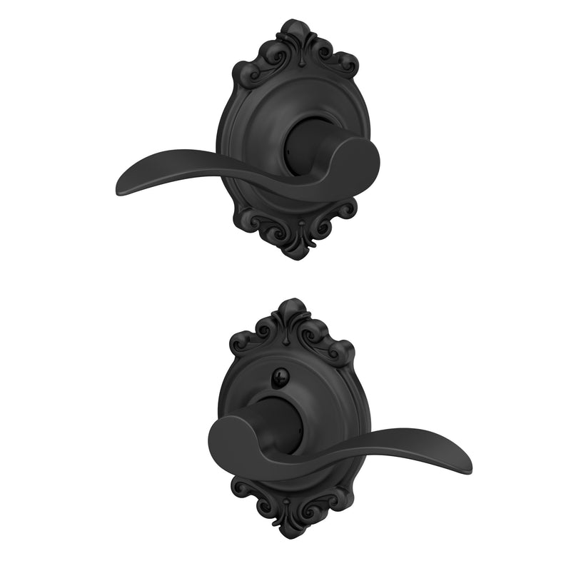 SCHLAGE Trim with SCHLAGE Hall and Closet Lever, Matte Black (F10 ACC 622 BRK)