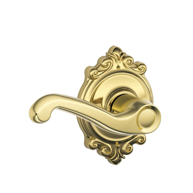 SCHLAGE F10 FLA 505 BRK Brookshire Collection Flair Passage Lever, PVD Bright Brass