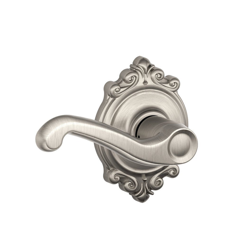 SCHLAGE F10 FLA 619 BRK Brookshire Collection Flair Passage Lever, Satin Nickel