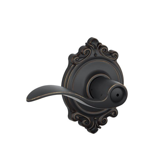 SCHLAGE Accent Lever with Brookshire Trim Bed and Bath Lock in Aged Bronze - F40 ACC 716 BRK