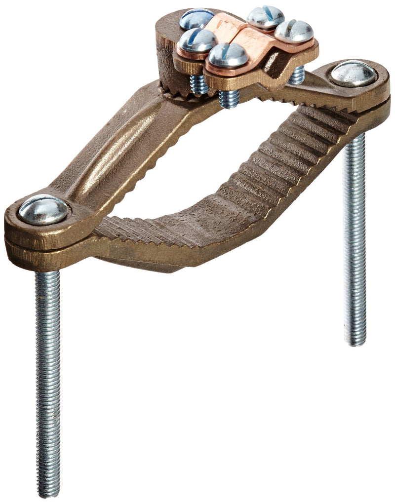Morris Products 91694 Ground Clamp, With Adaptor, For Armored and Unarmored Wire, 8-4/0 Wire Range, 2-1/4" - 4" Water Pipe Range 2-1/4"-4" Pipe Range 1-Pack