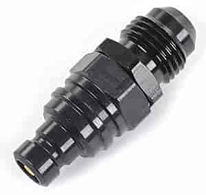 Quick Release Adapter, 3000 Series, Straight, 6 AN Male to Quick Release Plug, Valved, FKM Seal, Aluminum, Black Anodized, Each