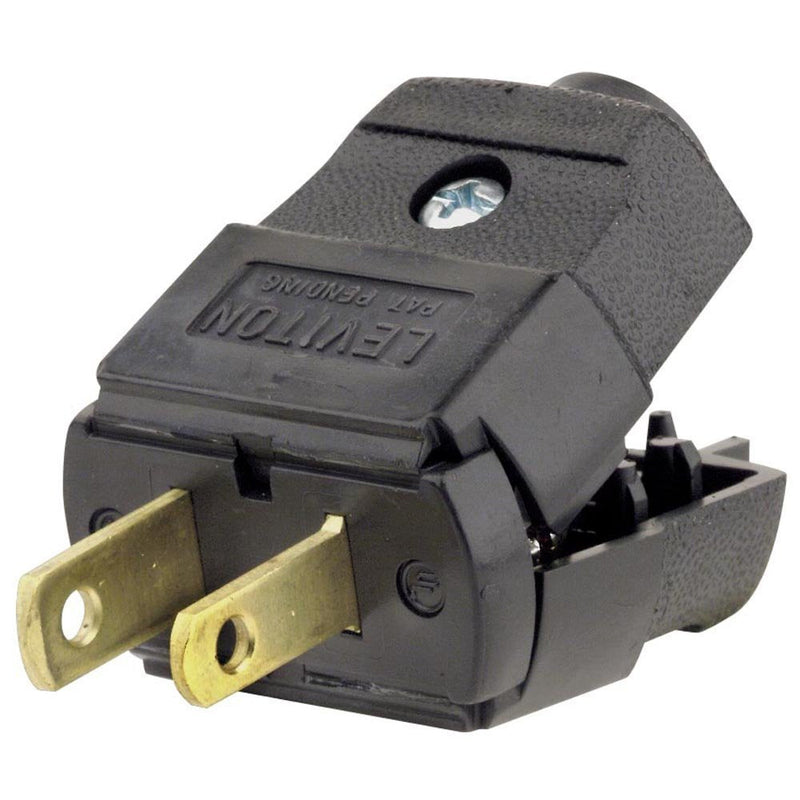 Leviton 101-EP 15 Amp, 125 Volt, Residential Grade, Polarized, Non-Grounding Plug, Black - 10 Pack