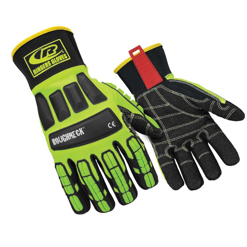 Ansell RINGERS R-297G Heavy Duty Industrial Padded Impact Protection Gloves for Manufacturing, Construction, Utilities, Size 9, Yellow (1 Pair) Medium