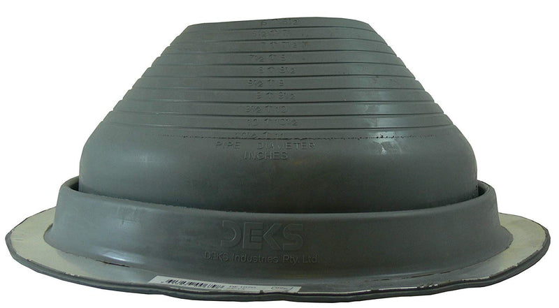 Dektite #7 Gray EPDM Metal Roof Pipe Flashing, Round Base, Pipe OD 6" - 11"