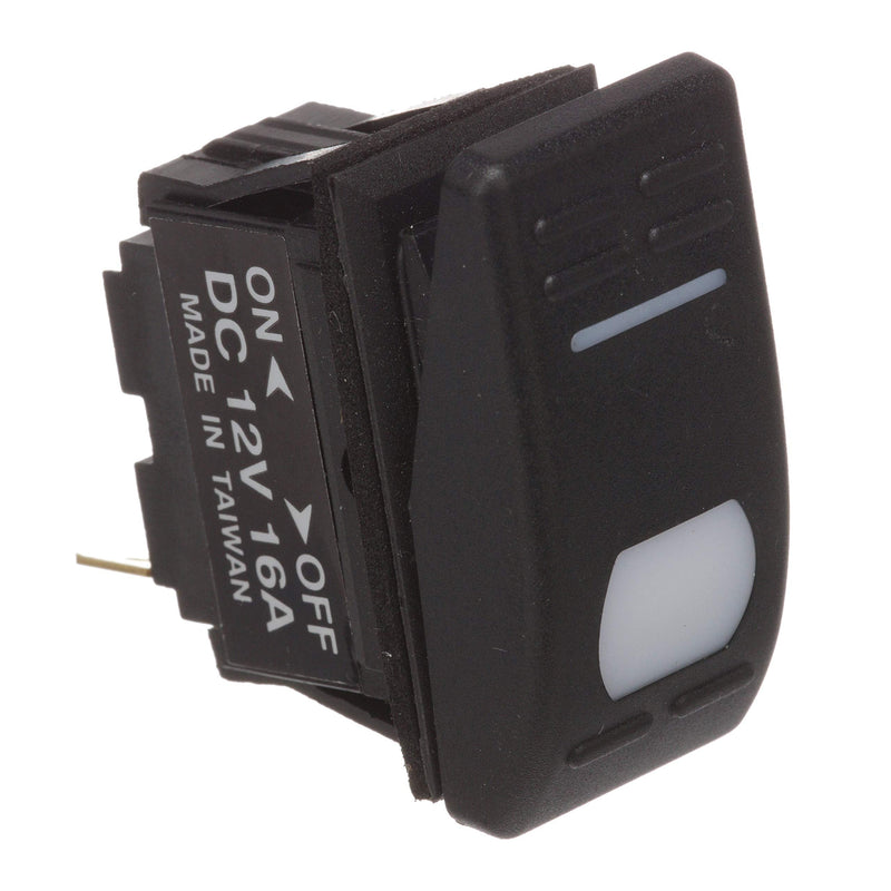 Seachoice Illuminated Rocker Switch, SPST, 3 Terminal, On/Off, Black