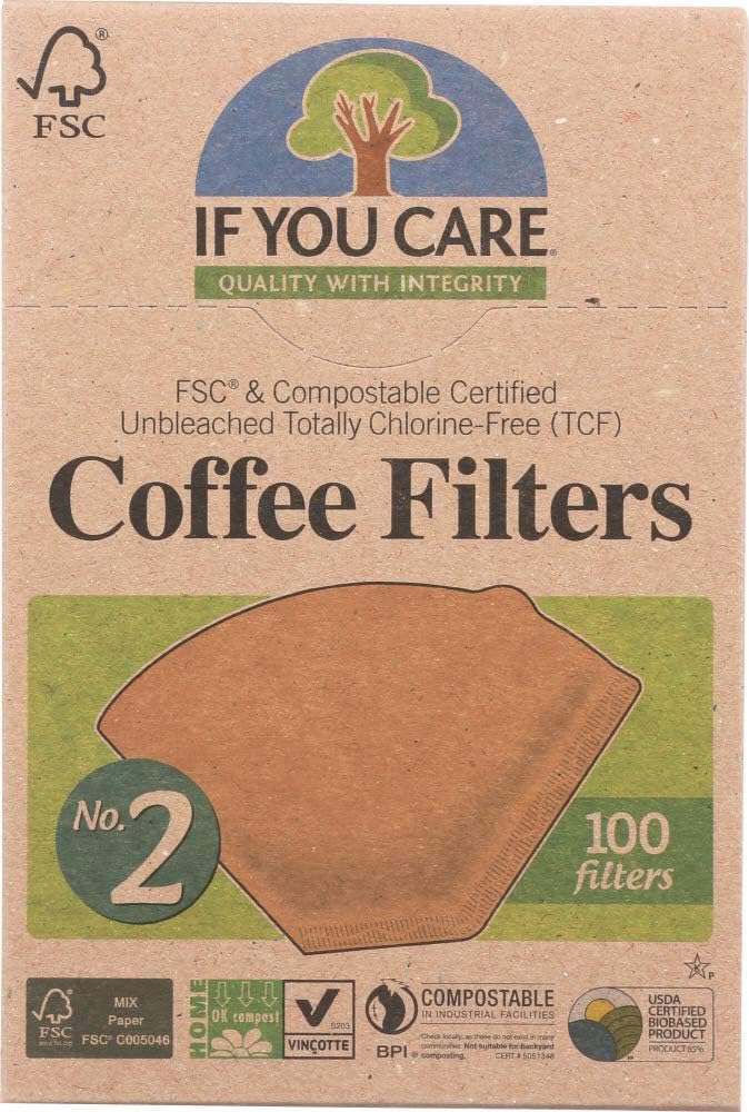 If You Care FSC Unbleached No 2 Coffee Filters, 100 Count 100 Count (Pack of 1)