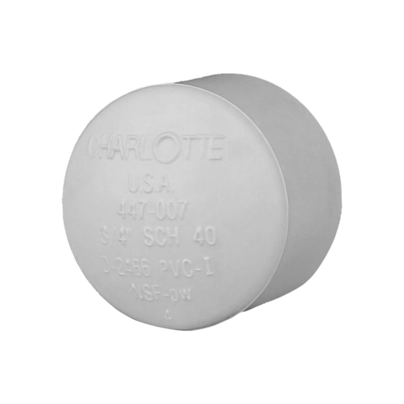 CHARLOTTE PIPE 3/4 SCH 40 CAP SOCKET CONTRACTOR PACK PRESSURE (10 Unit Bag) 3/4 Inch ( Bag qty: 10 ) White