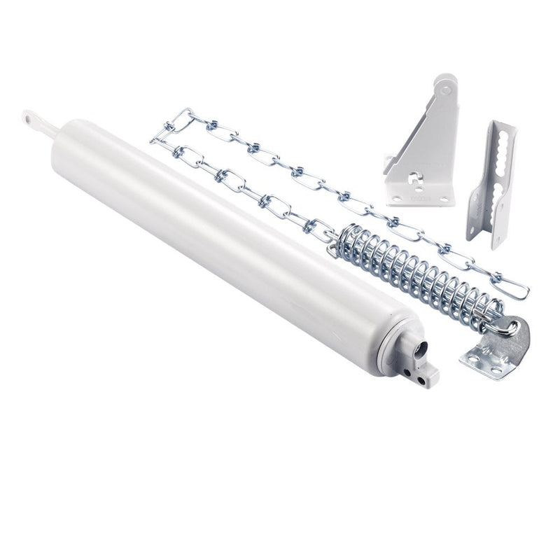 Ideal Security BK8730 Heavy Pneumatic Storm Door Closer and Screen Door Closer with Wind Chain, White Closer and Chain