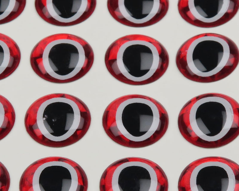 3D Eyes with Oval Pupil by Hareline Dubbin Red Black Pupil 3/16 inch
