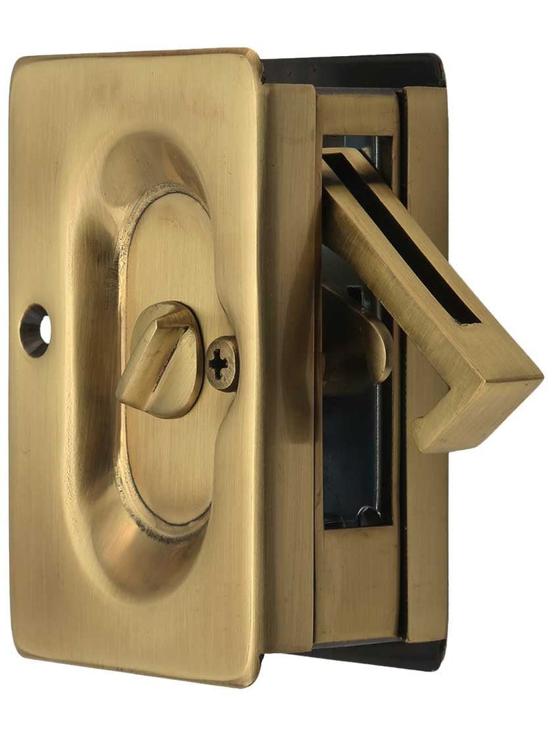 Emtek Pocket Door Privacy Lock Set, Antique Brass