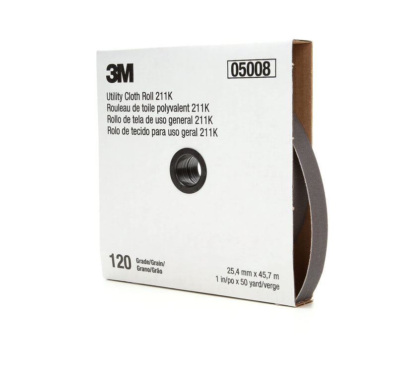 3M Utility Cloth Roll, 211K, 120 J-Weight, 1 in x 50 yd, Full-Flex Length/Width - 50 yds x 1 in