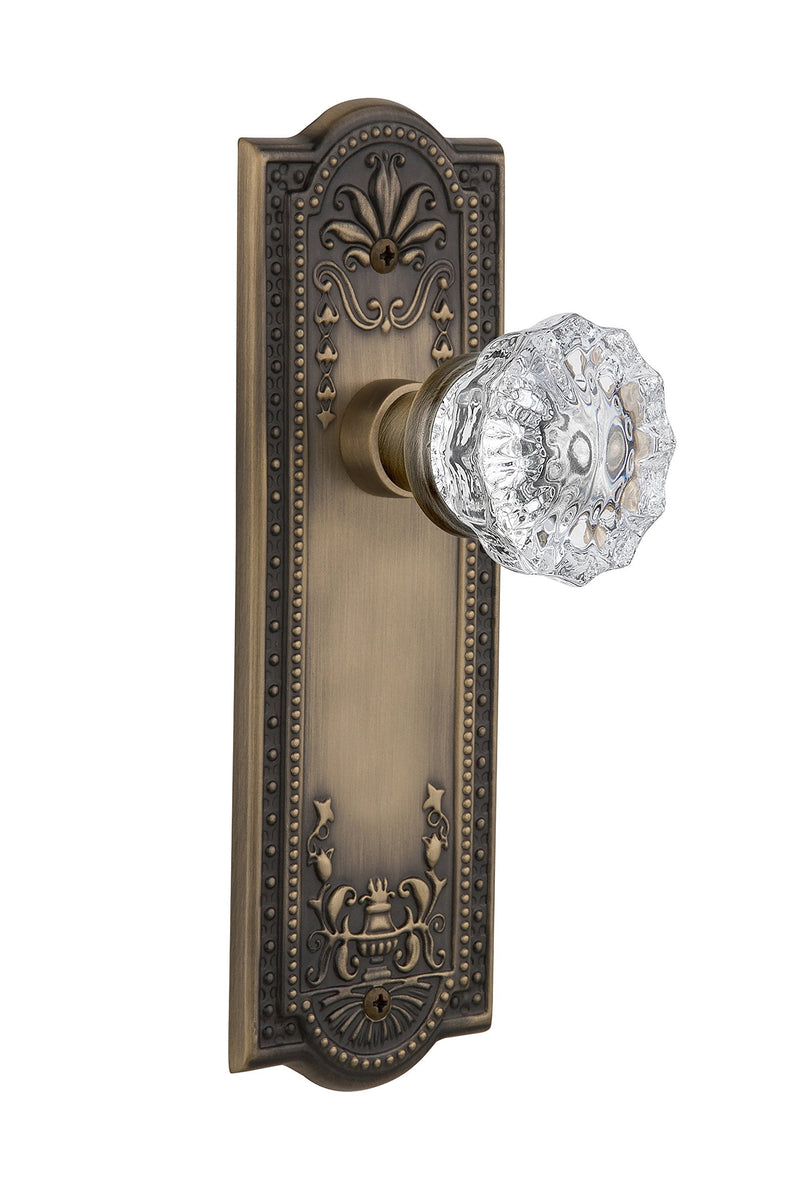 Nostalgic Warehouse Meadows Plate & Interior Crystal Door Knob Double Dummy Antique Brass