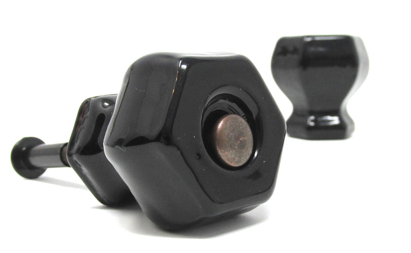 LOT of 4 Jet Black Crystal Knob Pulls with OIL RUBBED BRONZE with Flush-Fit Screws - Our Original Premium Depression type Crystal Glass Cabinet Knobs NOW with FLUSH FIT CONNECTORS