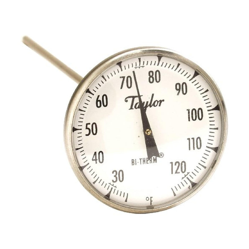 Taylor Bi-Therm Superior Grade Bi-Metal Thermometer (8-Inch Stem, 2-Inch Dial, 25- to 125-Degrees Fahrenheit) 8 inches Stem, 2 inches Dial, 25 to 125 Degree F
