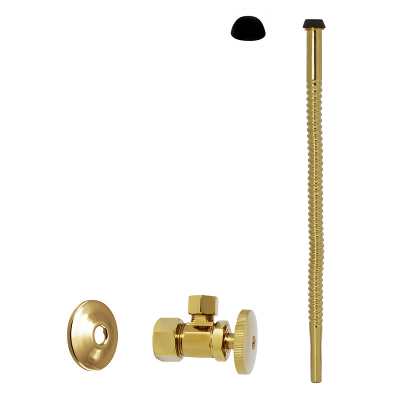 Westbrass Corrugated Supply Kit with Round Handle, 5/8" OD x 3/8" OD x 12", Polished Brass, D105K12-01