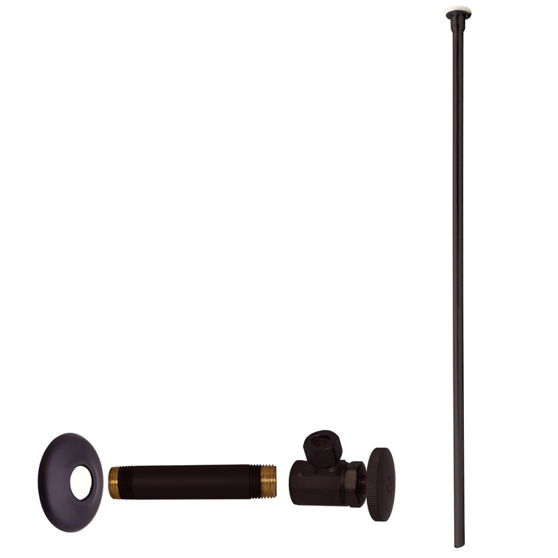 Westbrass Flat Head Toilet Kit with Round Handles, 1/2" IPS x 3/8" OD x 20", Matte Black, D103KFH-62 1 Pack