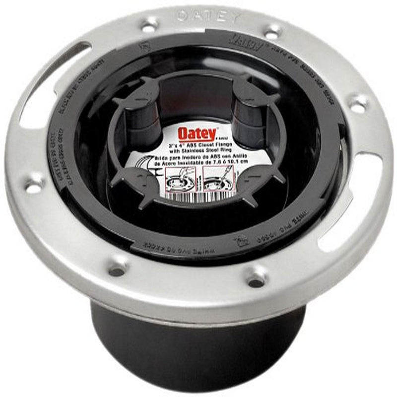 Oatey 43558 3 in. or 4 in. Fast Set Black ABS Easy Tap Closet Flange with Metal Ring