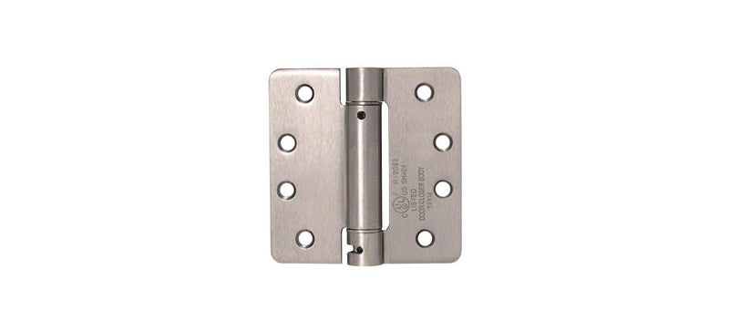 CRL S4415 4" x 4" Dull Nickel Heavy-Duty Spring Hinge - 1/4" Radius