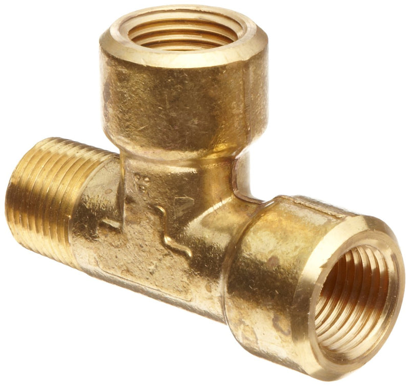 Anderson Metals-06227-04 Brass Pipe Fitting, Forged Street Tee, 1/4" Female Pipe x 1/4" Male Pipe x 1/4" Female Pipe
