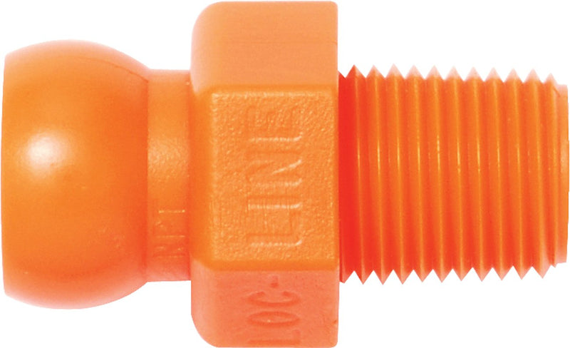 Loc-Line Coolant Hose Component, Acetal Copolymer, Connector, 1/4" Hose ID, 1/8" NPT (Pack of 4) - 41405, Orange